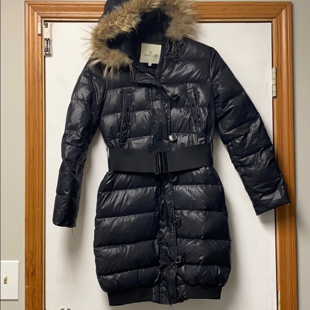 Moncler Long Down Belted Puffer